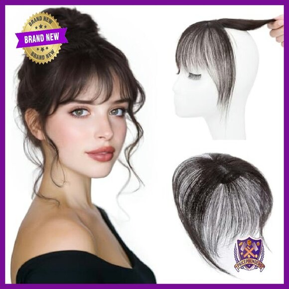 Human Hair Clip On Bangs 8 Inch 360 Coverage Topper For Thinning Hair main image 6